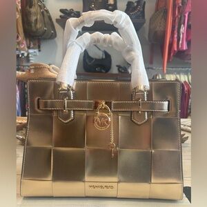 Michael Kors Gold Hamilton Satchel Bag